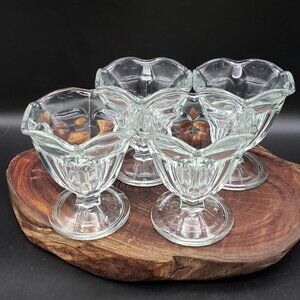Vintage Set of 4 Sundae Dessert Tulip Glass Ice Cream Anchor Hocking Flared Cups